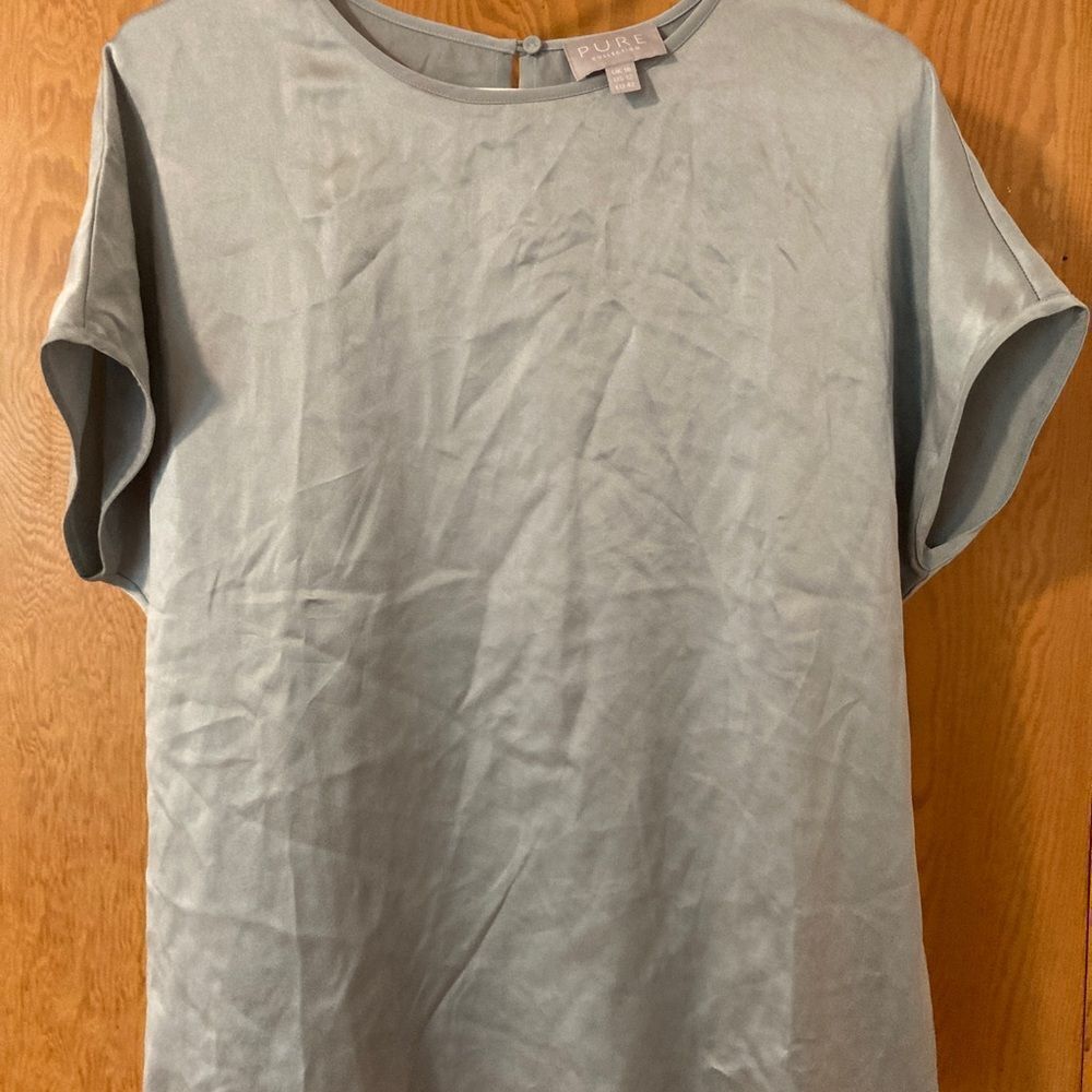 100% silk dolman sleeve blouse pale blue (new w/o tags)